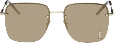 Saint Laurent Gold Sl 312 M Sunglasses In Brown