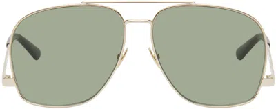 Saint Laurent Gold Sl 653 Leon Sunglasses In Gold-gold-green