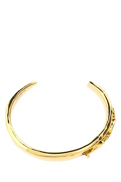 SAINT LAURENT SAINT LAURENT GOLD-TONE LOGO DETAIL OPEN CUFF BRACELET