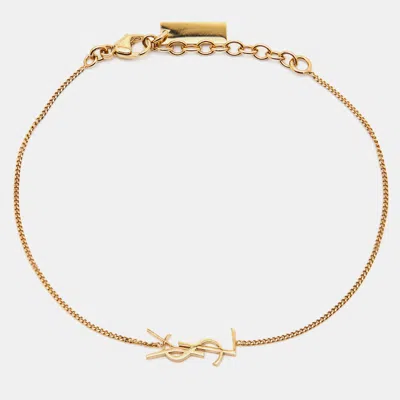 Pre-owned Saint Laurent Gold Tone Opyum Charm Bracelet