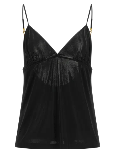Saint Laurent Gold-chain Logo Strap Tank Top In Black