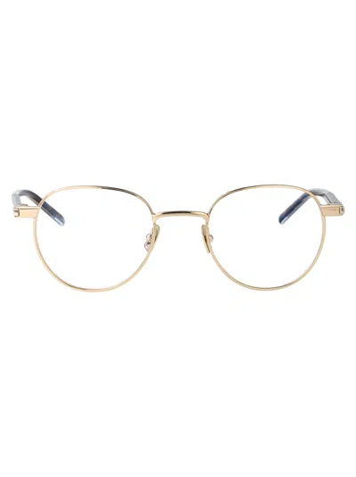 Saint Laurent Gold-crystal-transparent Metal Glasses In White