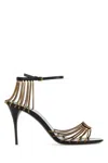 Saint Laurent Sandali Babylone In Metallo Oro  Donna In Nero