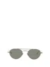 Saint Laurent Silver-silver-grey Metal Sunglasses In Green