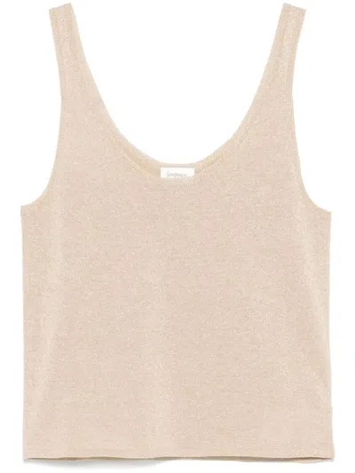Saint Laurent Golden Beige Knit Tank Top In Neutral