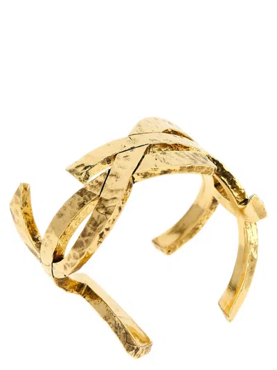 Saint Laurent Golden Cassandre Cuff Bracelet
