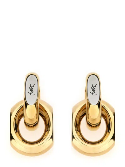 Saint Laurent Golden Double Hoop Earrings
