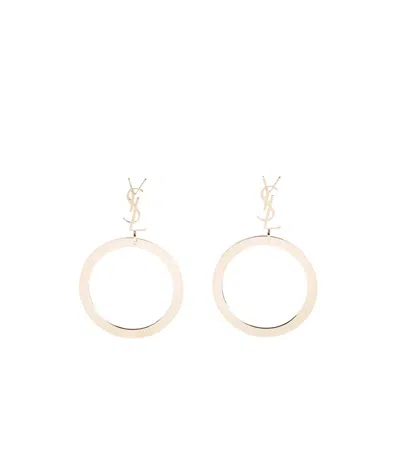 Saint Laurent Golden Logo Drop Earrings