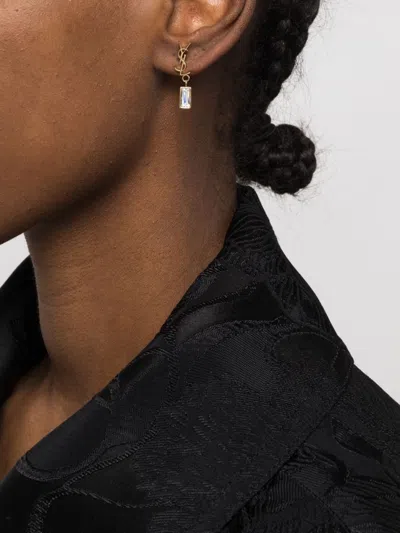 Saint Laurent Golden Logo Stone Drop Earrings
