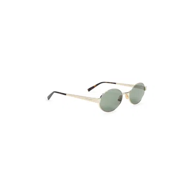 Saint Laurent Golden Metal Sl 692 Sunglasses In Green