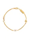 Saint Laurent Cassandre Heart Charm Bracelet In Gold