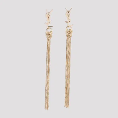 SAINT LAURENT GOLDEN POMPONS CHAINS EARRINGS