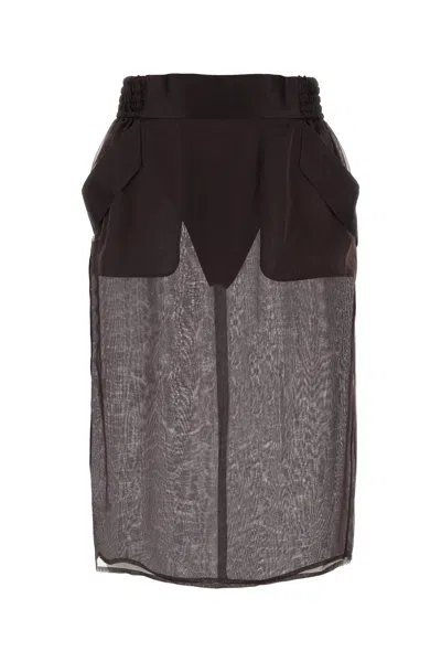 SAINT LAURENT GONNA IN SETA MARRONE DONNA