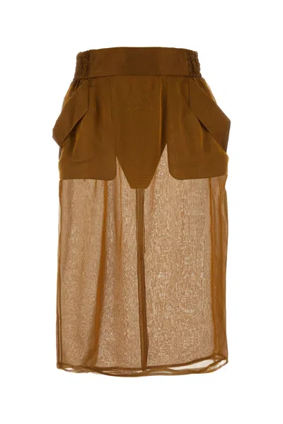 SAINT LAURENT GONNA IN SETA BRONZO DONNA