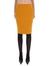 Saint Laurent Mid-rise Pencil Skirt In Satin Clothing In Yellow