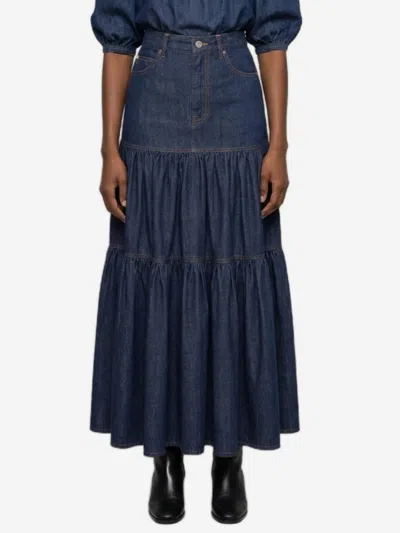 Saint Laurent Gonna Country In Denim Indigo In Blue