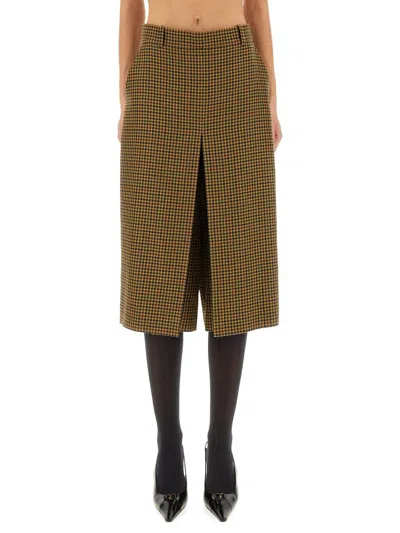 Saint Laurent Gonna Pantalone In Seta E Cashmere In Multi