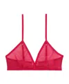 Saint Laurent Monogram Bra In Tulle Jersey In Red