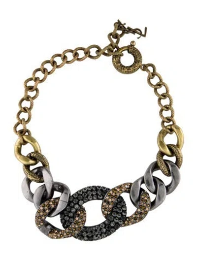 Pre-owned Saint Laurent Gourmette Crystal Collar Necklace, 19" In Multi