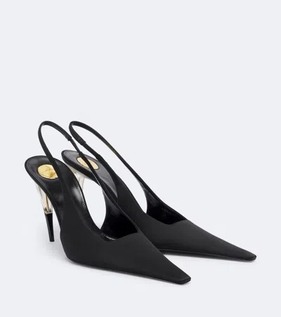 Saint Laurent Goya Satin Slingback Pumps In Black