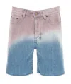 Saint Laurent Men's Degrade Denim Shorts In Blue