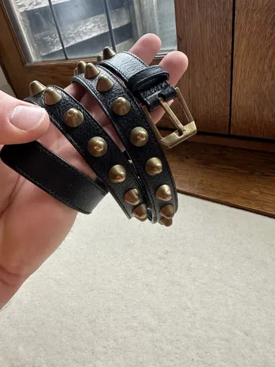 Pre-owned Saint Laurent Grail Fw13  Studded Belt Black Leather Hedi