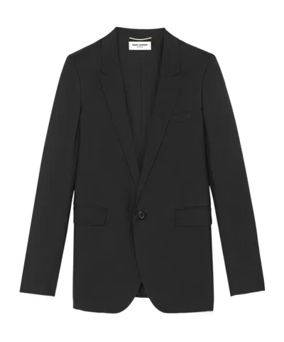 Saint Laurent Grain De Poudre Blazer In Black