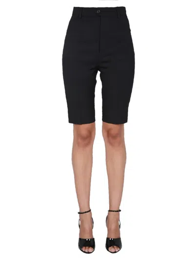 Saint Laurent Grain De Poudre Cyclist Bermuda In Black