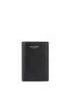 Saint Laurent Grain De Poudre Leather Bi-fold Card Wallet Accessories In Black