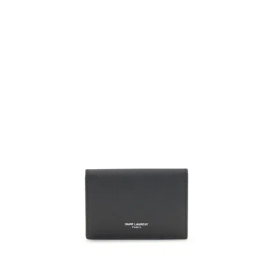 Saint Laurent Grain De Poudre Leather Business Card Holder