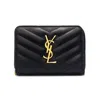 Saint Laurent Grain De Poudre Leather Cassandre Wallet In Black