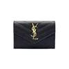Saint Laurent Grain De Poudre Leather Wallet In Black