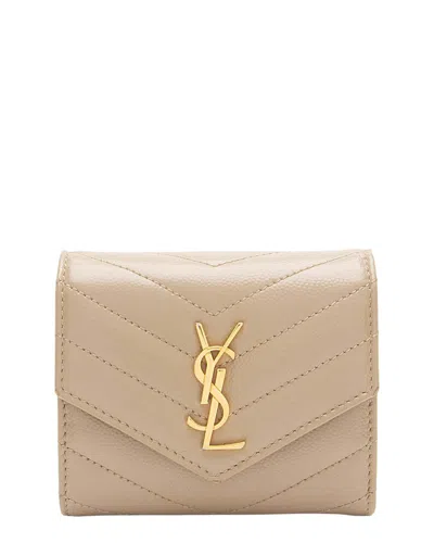 Saint Laurent Grain De Poudre Monogram Compact Trifold Wallet (authentic Pre-  Loved)