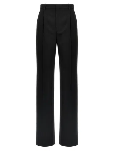 Saint Laurent Straight Leg Trousers With Back Pocket And Belt Loops In Black