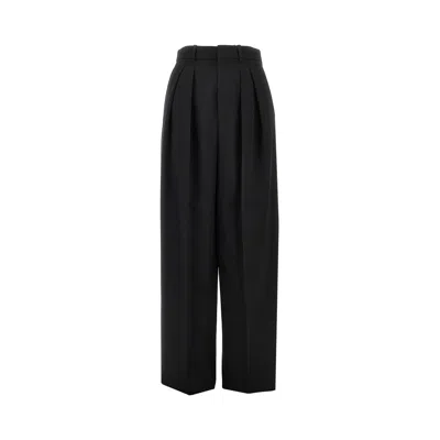 Saint Laurent Grain De Poudre Pants With Darts In Black