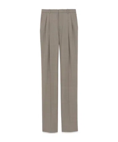 Saint Laurent Grain De Poudre Trailored Trousers In Neutrals