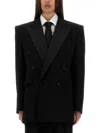 Saint Laurent Tuxedo Jacket In Grain De Poudre In Black