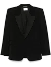 Saint Laurent Black Grain De Poudre Tuxedo Blazer In Black