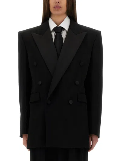 Saint Laurent Grain De Poudre Tuxedo Jacket In Black