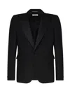 Saint Laurent Tuxedo Jacket In Grain De Poudre In Black