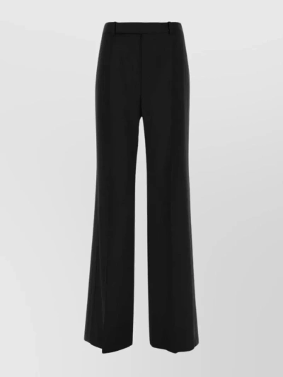 Saint Laurent Grain De Poudre Wide-leg Trousers In Black