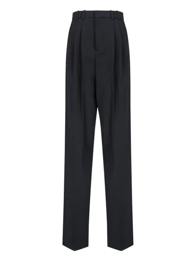 Saint Laurent Grain De Poudre Wide Pants In Black