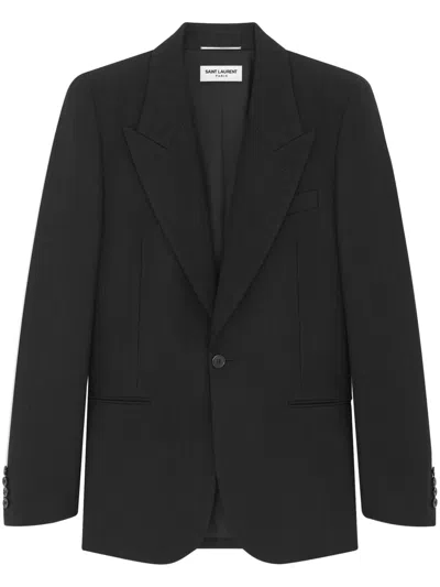 SAINT LAURENT GRAIN DE POUDRE WOOL SINGLE-BREASTED BLAZER