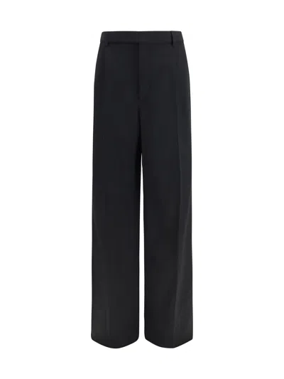 Saint Laurent Grain De Poudre Wool Trousers In Black