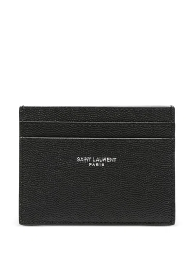 Saint Laurent Grain-leather Card Holder In Black