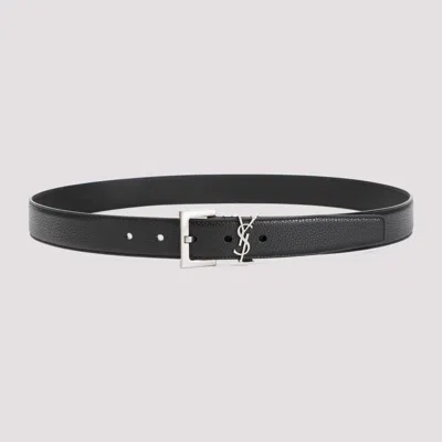 SAINT LAURENT GRAINED CALF LEATHER BELT