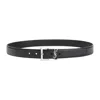 Saint Laurent Cassandre Buckle Grained Leather Belt In Black