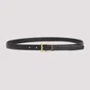 Saint Laurent Cassandre Ysl Croc-embossed Leather Belt In Nero