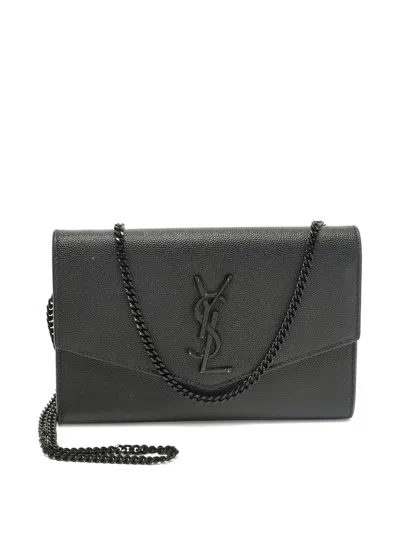 Pre-owned Saint Laurent Grained Envelope Cross Body Bag In Black