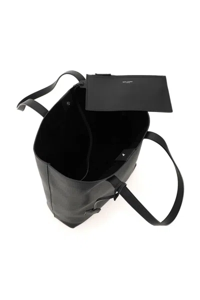 Saint Laurent Grained Leather Bold Shopping Bag In Black